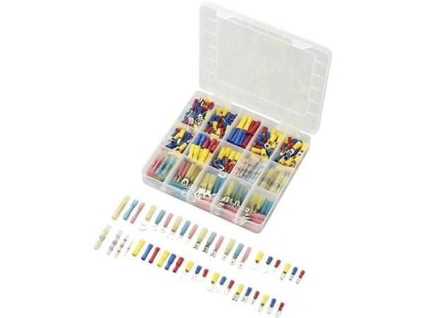 TRU COMPONENTS 739925 Klemme-/tilkoblingsdeler sortiment blå/gul/rød/hvit 0,50-2,50 mm² 382 stk