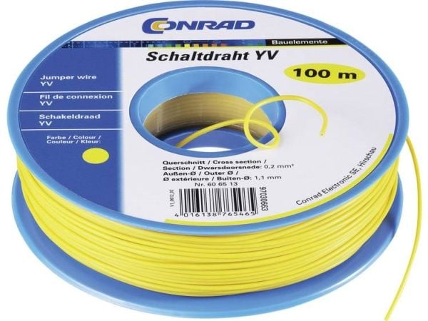 TRU COMPONENTS 1570376 Ristikkolanka Yv 1 x 0,20 mm² Keltainen 25 m
