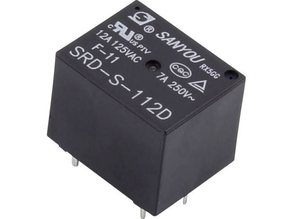 Tulostusrele 12 V/DC 12 A 1 kytkin SRD-S-112D 1 kpl.