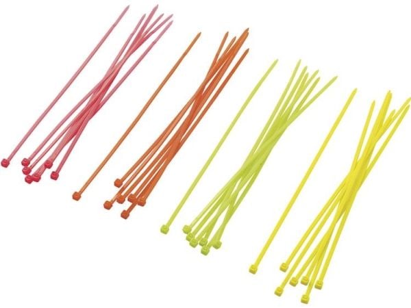 TRU COMPONENTS 1570922 ST150M Kabelbindersortiment 150 mm 2.50 mm Neongrøn, Neon-oranssi, Neongul, Neonpink 80 kpl 80 stk