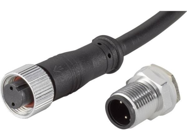 TRU COMPONENTS 1229336 Rundkontakt ferdigmontert rett tilkobling kontakt innbygging samlet poltall: 2 1 stk