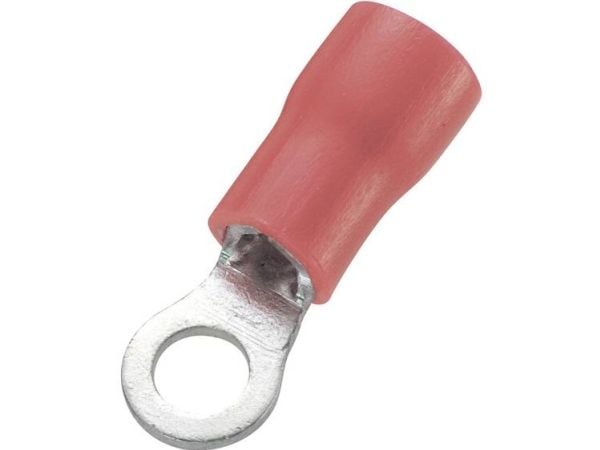 TRU COMPONENTS 1572134 Rengasmainen kaapelinsokka Poikkileikkaus (max.)=1,50 mm² Reiän halkaisija =3,2 mm Osittain eristetty Punainen 100 kpl