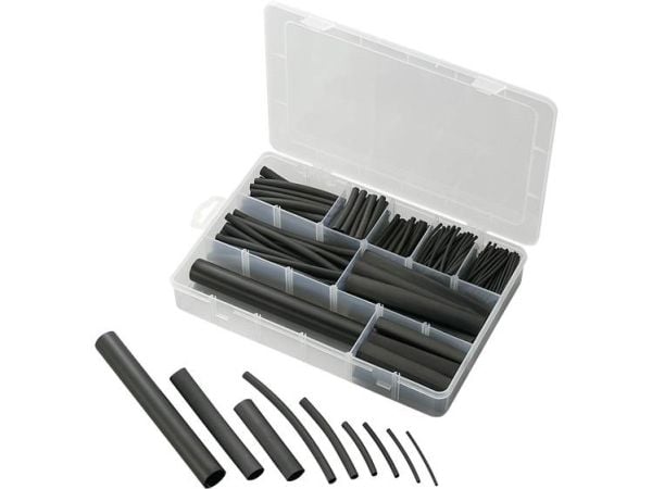 TRU COMPONENTS krympslangeset sort krympningshastighet 2:1, 3:1, 4:1, 6:1 302 delar