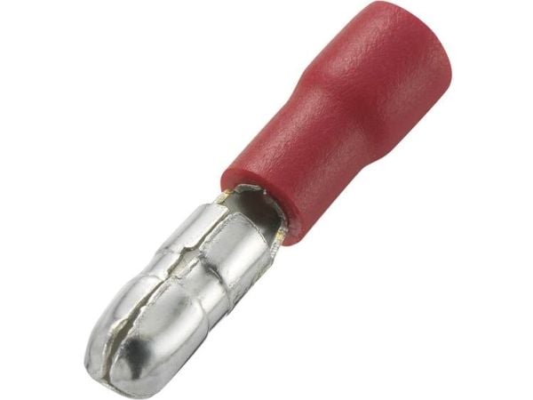 TRU COMPONENTS 1572193 Rundstik 0,50 mm² 1 mm² Stift-diameter: 4 mm Delvist isoleret Rød 100 stk