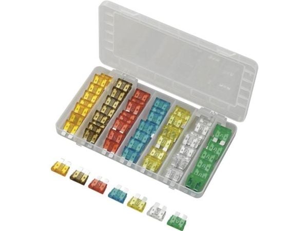 TRU COMPONENTS standard flat sikring 5 A, 7,5 A, 10 A, 15 A, 20 A, 25 A, 30 A 70 deler