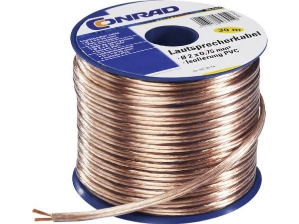 TRU COMPONENTS 1572262 Kaiutinkaapeli 2 x 0,75 mm² Läpinäkyvä 30 m