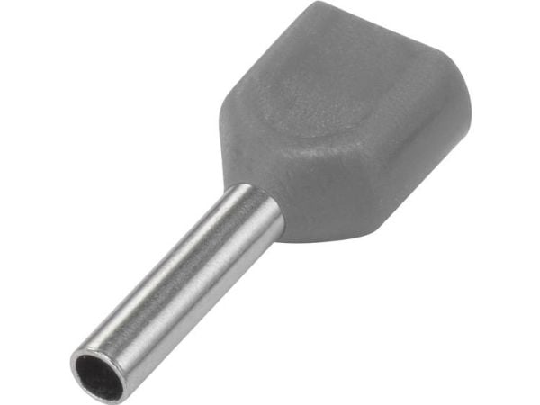TRU COMPONENTS 1572430 Kaksoiskaapelikengät 0,75 mm² Osittain eristetty Harmaa 100 kpl