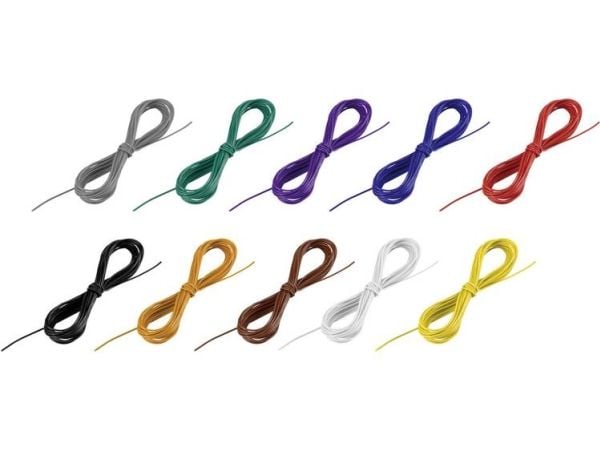 TRU COMPONENTS 1572573 tråd LiFY 1 x 0.05 mm² svart/vit/blå/brun/röd/gul/grön/grå/orange/lila 50 m