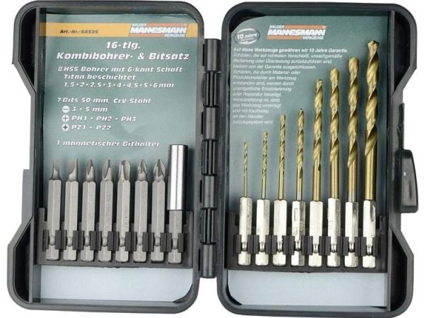 Brüder Mannesmann M54325 Mannesmann TiN 16 dele Bor- og bit-sortiment