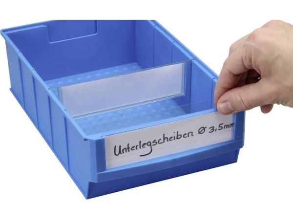 Allit 456597 påskriftsetiketter til lagerkasser ProfiPlus ShelfBox Label B hvit/transparent 20 stk