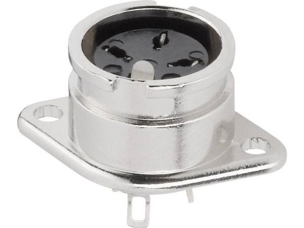 TRU COMPONENTS 1578834 DIN-rundstik Flangetilslutning, kontakter lige Poltal: 5 Sølv 1 stk