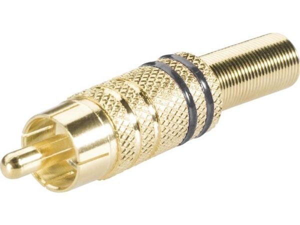 TRU COMPONENTS 1578918 Cinch-kontakt, rett, 2-polet, svart 1 stk