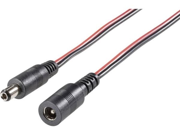 TRU COMPONENTS skjøteledning lav spenning: 5.5 mm 2.1 mm til 5.5 mm 2.1 mm, 3,00 m