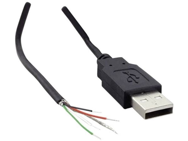 USB A-kontakt 2.0 med åpen kabelende, USB A-kontakt 2.0 1582621