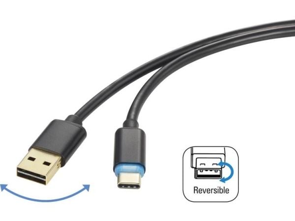 Renkforce RF-4758090, 1,5 m, USB A, USB C, USB 2.0, 480 Mbit/s, sortering