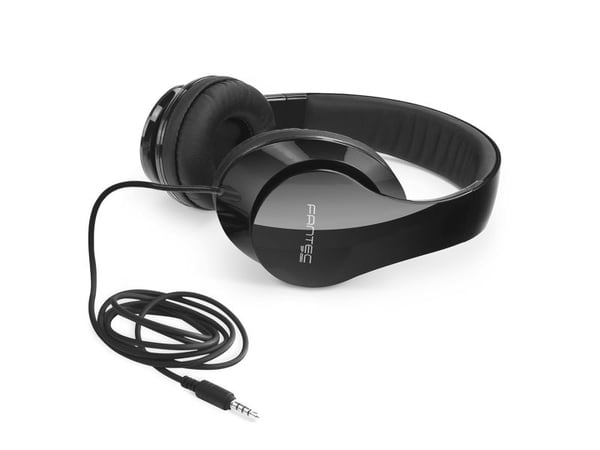 FANTEC SHP-250AJ-BB - Hodetelefoner - full størrelse - kablet - 3,5 mm jakk - lydisolerende - svart/svart