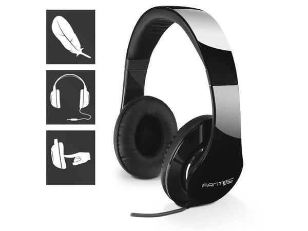 FANTEC SHP-250AJ-BB - Hodetelefoner - full størrelse - kablet - 3,5 mm jakk - lydisolerende - svart/svart