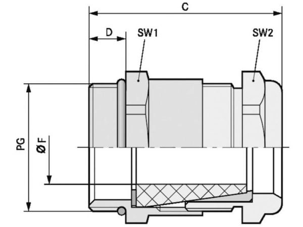 Lapp 52002600, Ruostumaton teräs, Messinki, 1 kpl, -20 - 80 °C