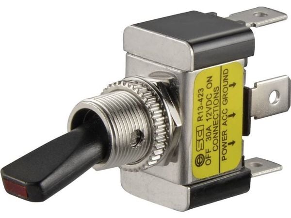 TRU COMPONENTS vippebryter til bil TC-R13-423L rød 12 V/DC 30 A, 1x Off/On