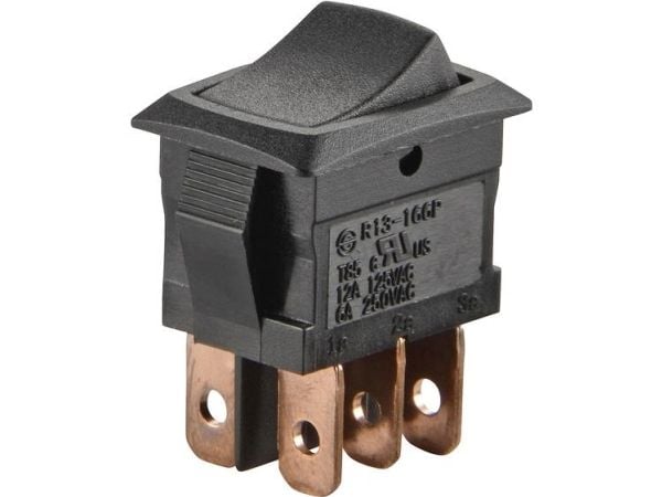 TRU COMPONENTS 1587819 Keinukytkin TC-R13-166PB-02 250 V/AC 6 A 2 x On/On Klikkaava 1 kpl