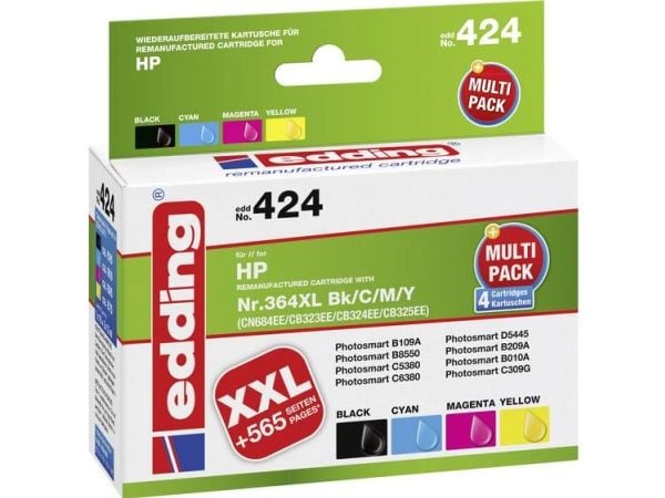 Edding EDD-424, Musta, Syaani, Magenta, Keltainen, 19 ml, 11 ml, Monipakkaus