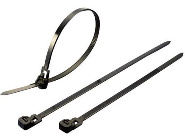 TRU COMPONENTS 1592875 TC-HVR150SBK203 Kabelbinder 150 mm 4.50 mm Sort Oplukkelig 100 stk
