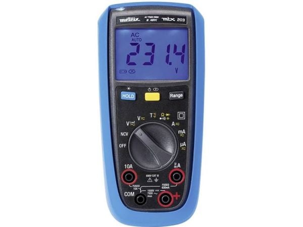 Metrix MTX203-Z Hånd-multimetri digitaalinen Stænkvandsbeskyttet (IP54) CAT III 600 V Visning (counts): 6000