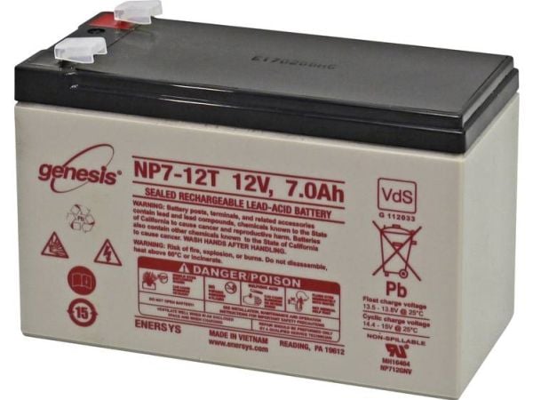 EnerSys Genesis blybatteri 12 V 7 Ah blyfleece (B x H x D) 151 x 100 x 65 mm flatstift 6,35 mm vedlikeholdsfritt VDS-sertifisert lav selvutladning
