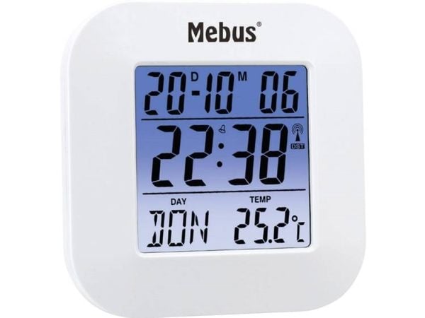 Mebus 51511 radiovekkerklokke hvit stort display