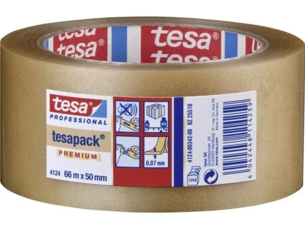 Tesapack Premium 4124 - Pakkausteippi - 50 mm x 66 m - PVC - läpinäkyvää