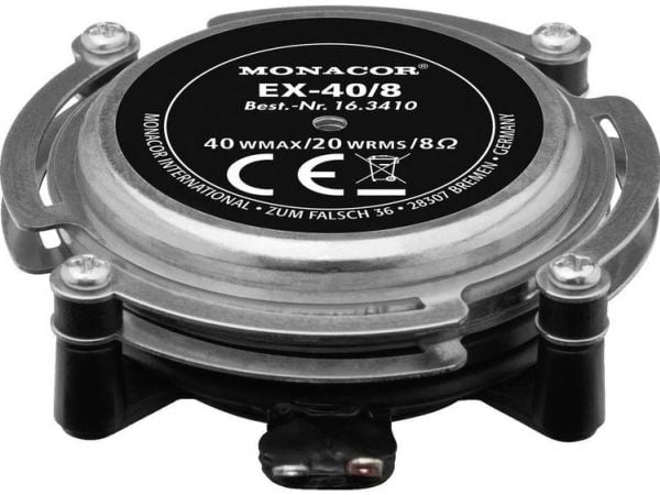 Monacor EX-40/8 eksitert/høyttaler 40 W 8 Ohm metall, sort (1 stk)