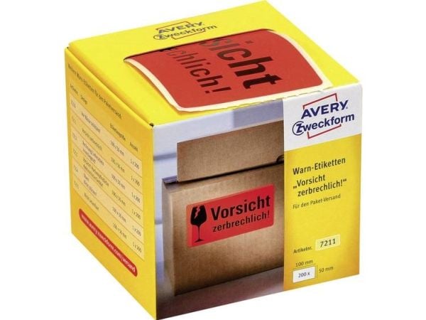 Avery 7211, Rød, Avrundet rektangel, Permanent, Papir, 200 stykker, 1 stykker