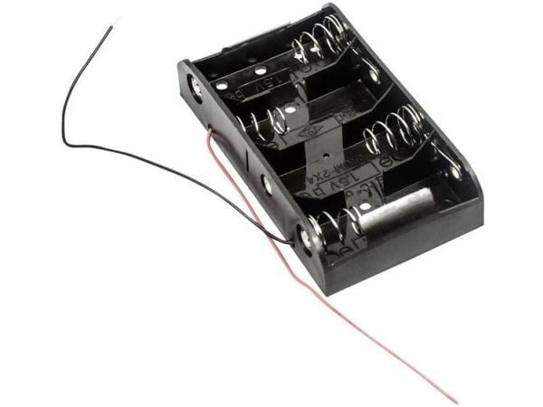 MPD BH4CW batteriholder for 4x R14 (C) – kabel (L x B x H) 106 x 58 x 23 mm