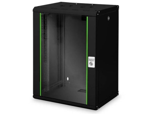 Digitus DN-19 16-U-SW, Veggmonterbar hylle, 16U, 100 kg, 30 kg, Svart