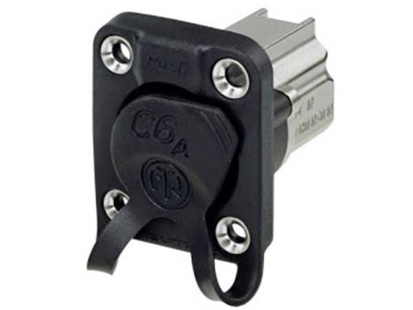Neutrik NE8FDX-P6-W, RJ45 female, Sort, Hvit, Gummi, Zink, Cat6a, Gull, TIA/EIA IEC/ISO/EN