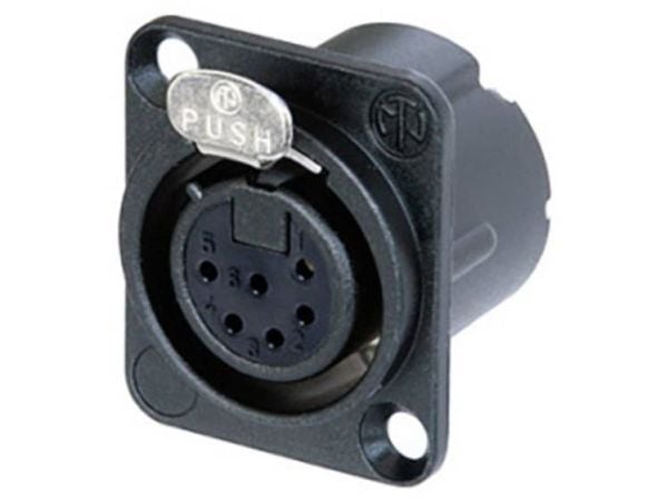 Neutrik NC6FD-LX-B-CON XLR-kontakt, flensetilkobling, rette poler: 6 svart, 1 stk