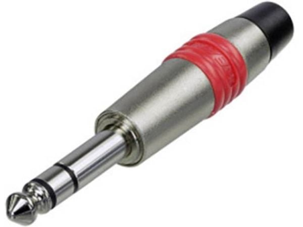 Rean AV NYS228C-2-CON jackplugg 6,35 mm plugg, rett antall poler: 3 stereo sølv, rød 1 stk
