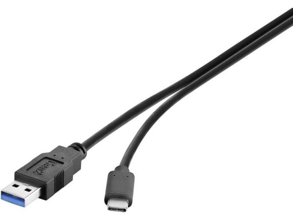 Renkforce RF-3241262, 0,3 m, USB A, USB C, USB 3.2 Gen 1 (3.1 Gen 1), 10 Gbit/s, Sort