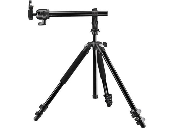Mantona Walimex Kolmijalka 3/8 tuuman Työskentelykorkeus = 60 - 157 cm Musta sis. laukun, 3D-säädön, kuulapään