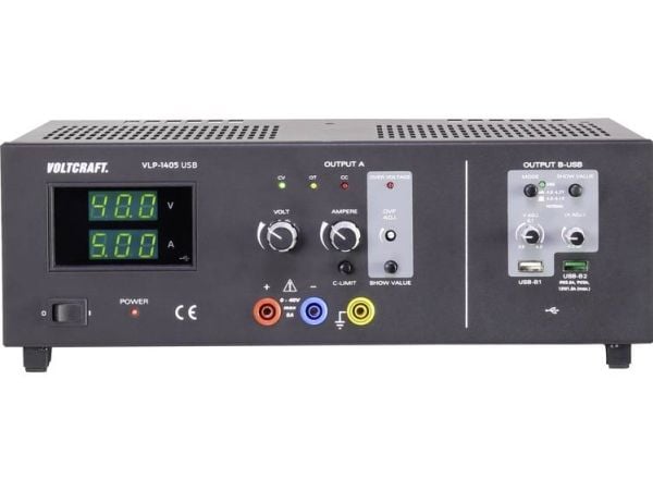 VOLTCRAFT VLP-1405 laboratorienettutstyr justerbar 0-40 V 0,01-5 A 233 W OVP, antall utganger 3 x