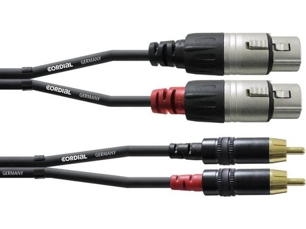 Cordial CFU 3 FC, 2 x RCA, Hanstik, 2 x XLR (3-pin), Hanstik, 3 m, Sort