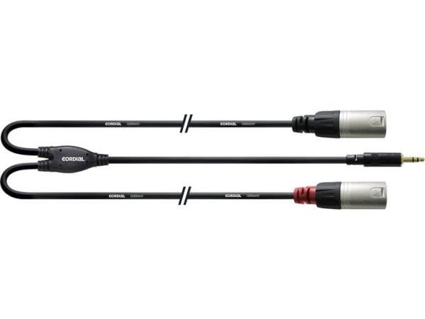 Cordial CFY 3 WMM-LONG, 3.5mm, Hankjønn, 2 x XLR (3-pin), Hankjønn, 3 m, Sort, Sølv