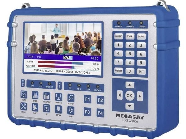 Megasat HD-5 Combo, 950 - 2150 Mhz, digitaalinen, 1 kpl, sininen, 12, 7,4 V, 215 mm, 215 mm