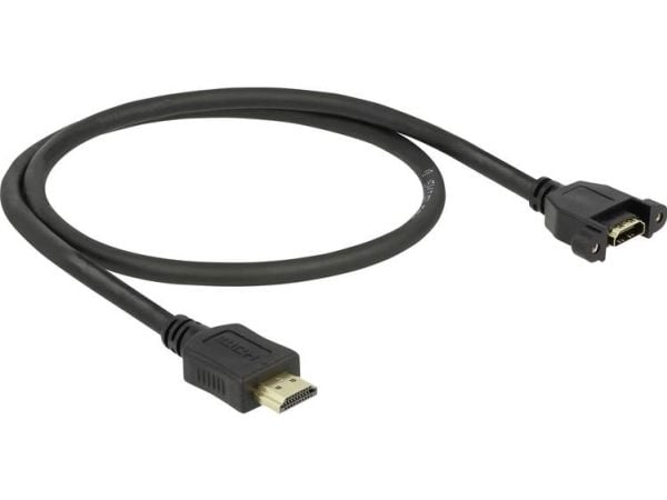 Delock - HDMI-forlengelseskabel med Ethernet - HDMI hann til HDMI hunn skrubar - 50 cm - svart - 4K-støtte