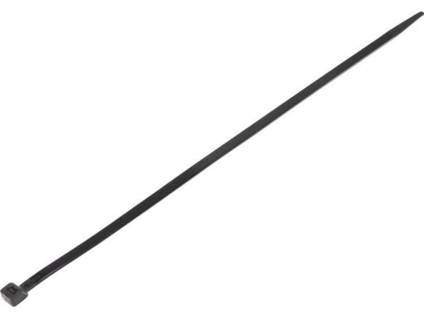 Conrad TC-6645780, Tikasmallinen johdinside, musta, 380 mm, 7,6 mm, 100 kpl