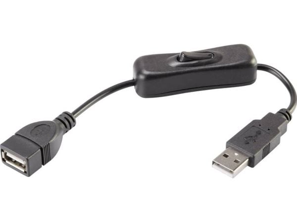Renkforce RF-3322982, 0,25 m, USB A, USB A, USB 2.0, 480 Mbit/s, Sort