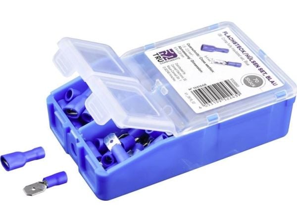 TRU COMPONENTS kläm-/anslutningsdelar sortiment 1,5 mm² 2,5 mm² blå 140 st helisolerat