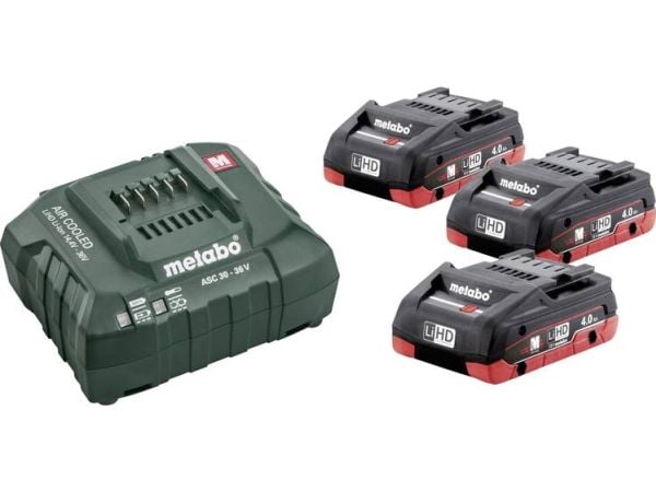 Metabo BASIC SET 3 X LIHD 4.0 AH, Batteri- og ladersett, Lithium-Ion High Density (LiHD), 4 Ah, 18 V, Metabo, 12 - 36 V