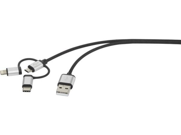 renkforce 3-i-1 micro-USB/Lightning/USB-C™ opladnings- &amp; sync-kabel 3 m