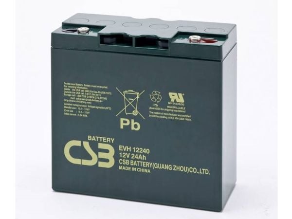 CSB-akku EVH 12240 EVH12240 Lyijyakku 12 V 24 Ah Lyijyakku (B x K x S) 181 x 170 x 170 mm M5-ruuviliitäntä Sykliltään vakaa, Huoltovapaa, Alhainen CSB-akku EVH 12240 EVH12240 Lyijyakku 12 V 24 Ah Lyijyakku (B x K x S) 181 x 170 x 170 mm M5-ruuviliitäntä Sykliltään vakaa, Huoltovapaa, Alhainen